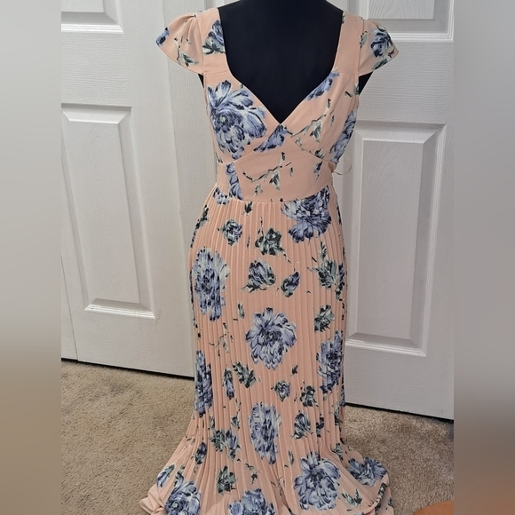 NWT Asos Floral Gown With A Lace Back   Size 4 - Picture 1 of 11